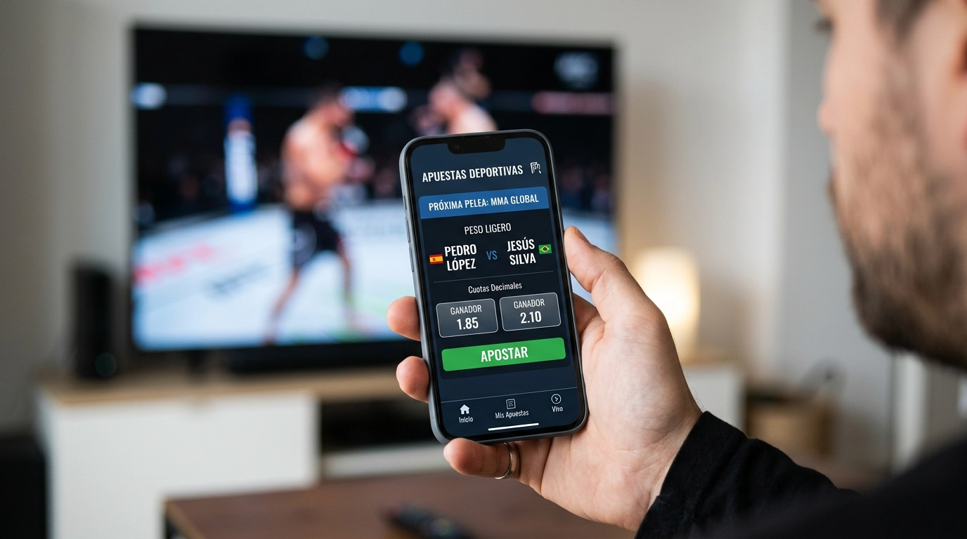Pantalla de cuotas moneyline de un combate UFC en la interfaz de un operador de apuestas